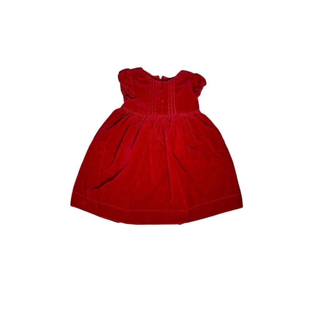 Vintage Chistmas Bout’chou Baby Dress 9M Red 100% Cotton Classic Infant Dress